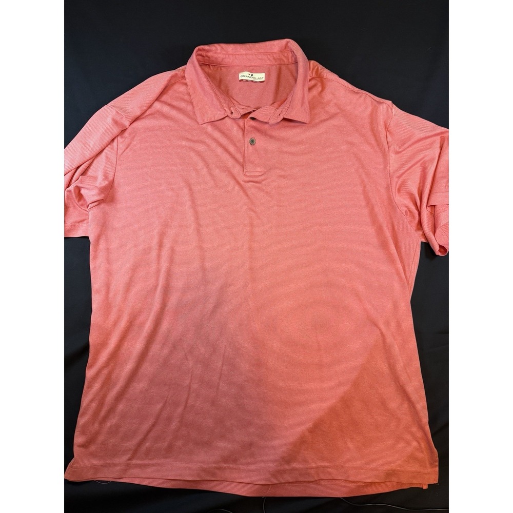 Grand Slam Coral Striped Men's Performance Polo, XXLT